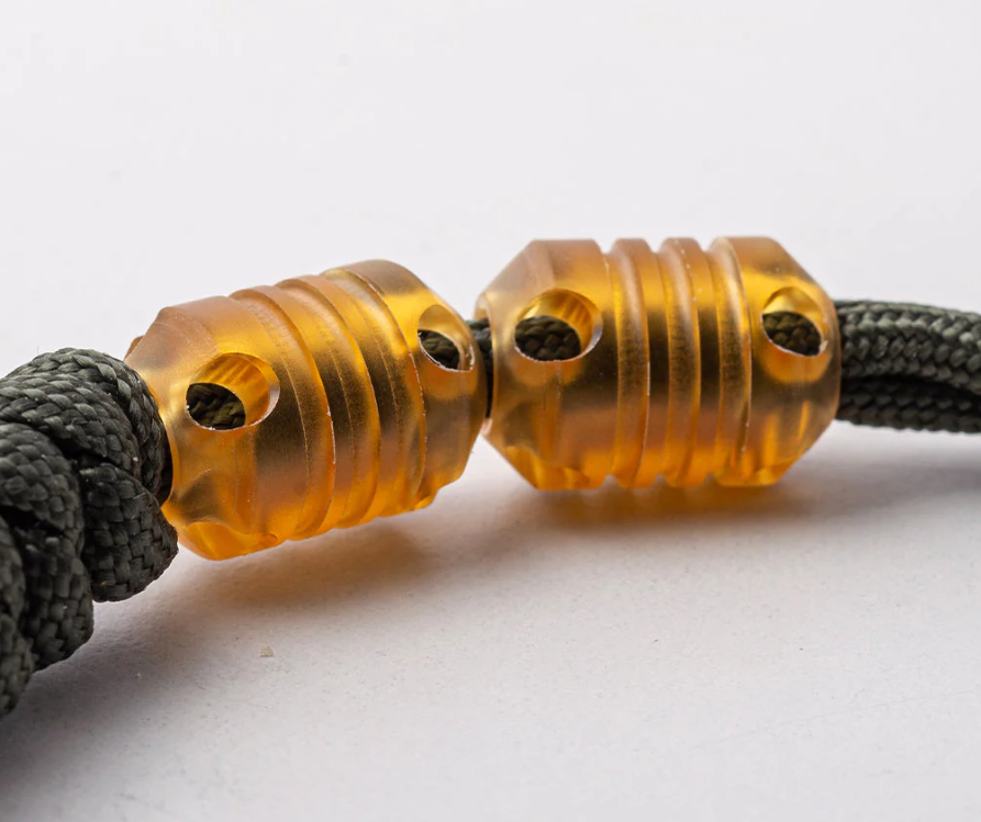 Close-Up of Polymer Paracord Beads on Paracord Strands
